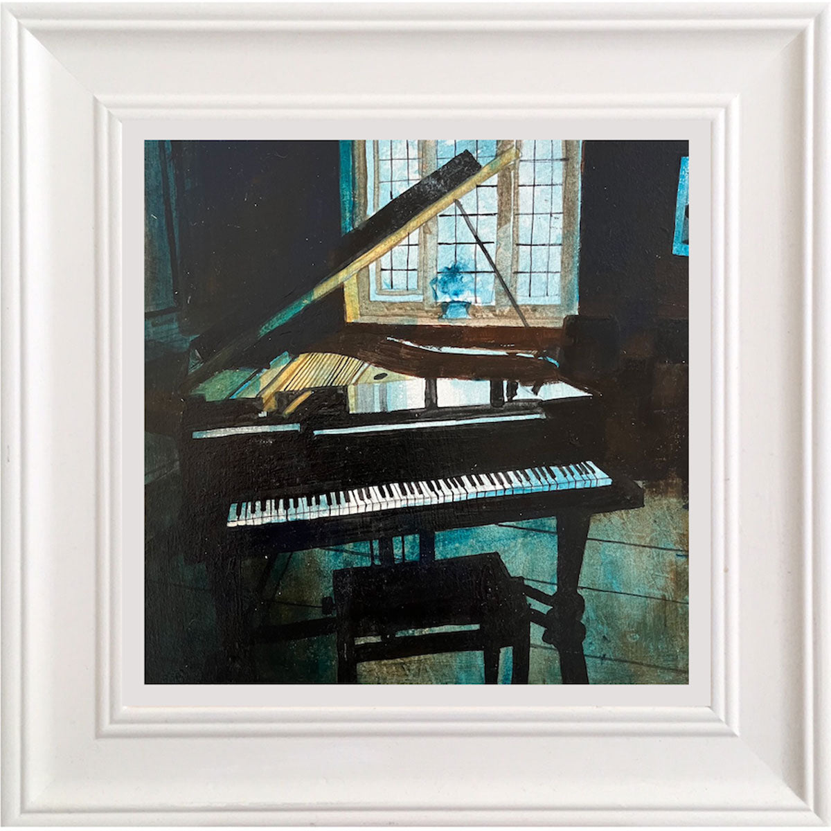Blue piano in the Old Green room 15.8.24 By Julian Sutherland-Beatson