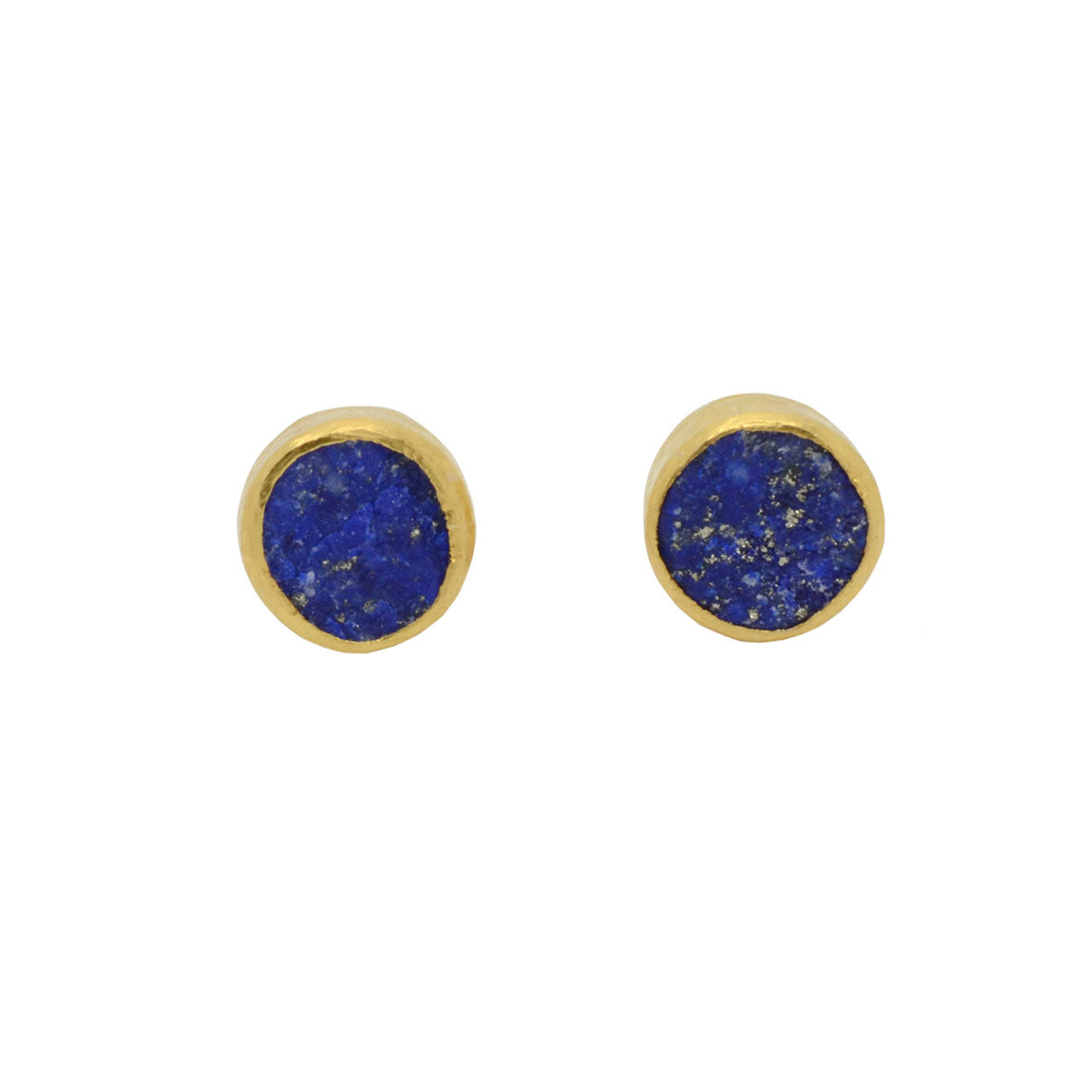 Large Round Lapis Earstuds