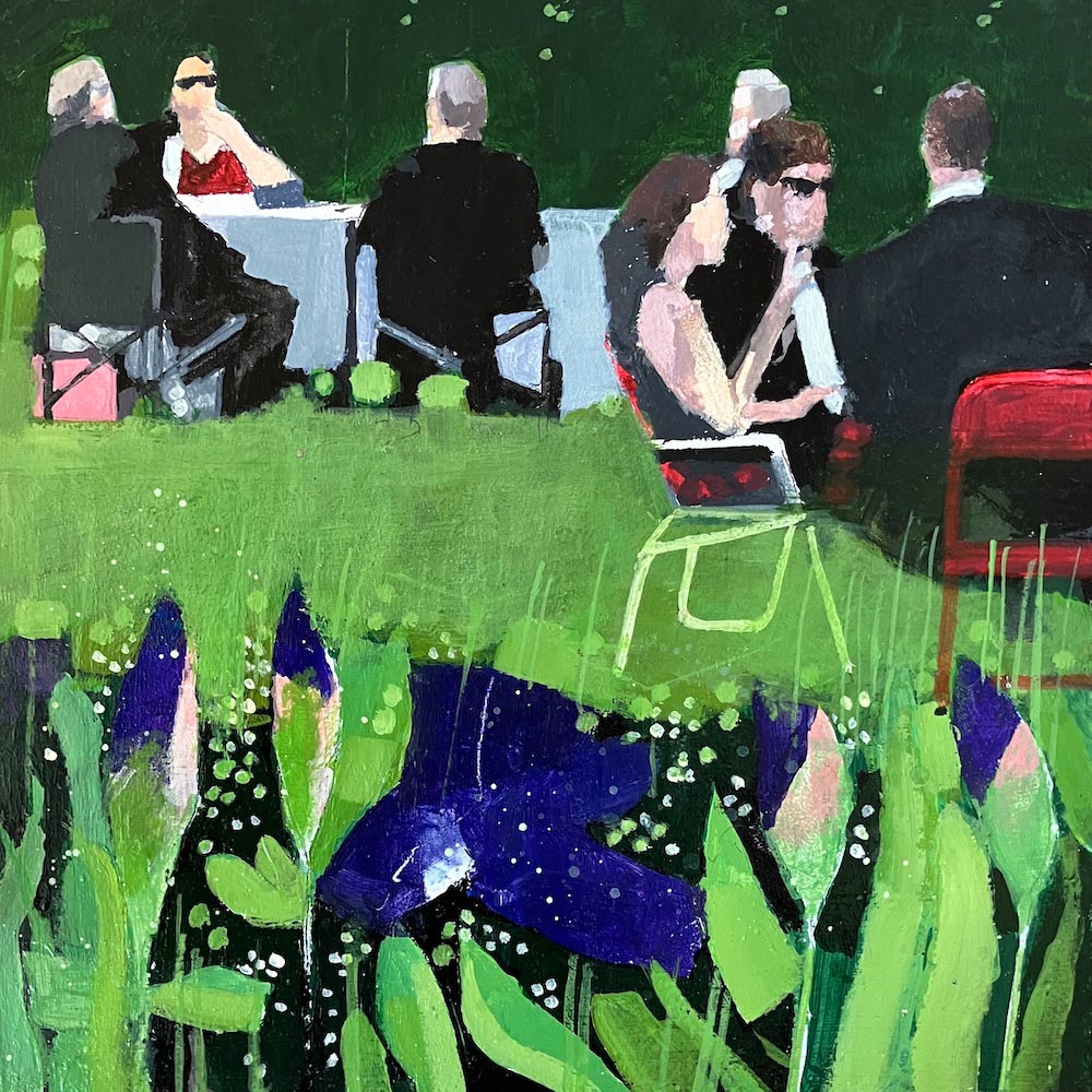 Picknickers with flower border 19.7.26 By Julian Sutherland-Beatson