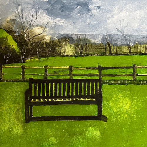 Bench with downland beyond 27.7.26 By Julian Sutherland-Beatson