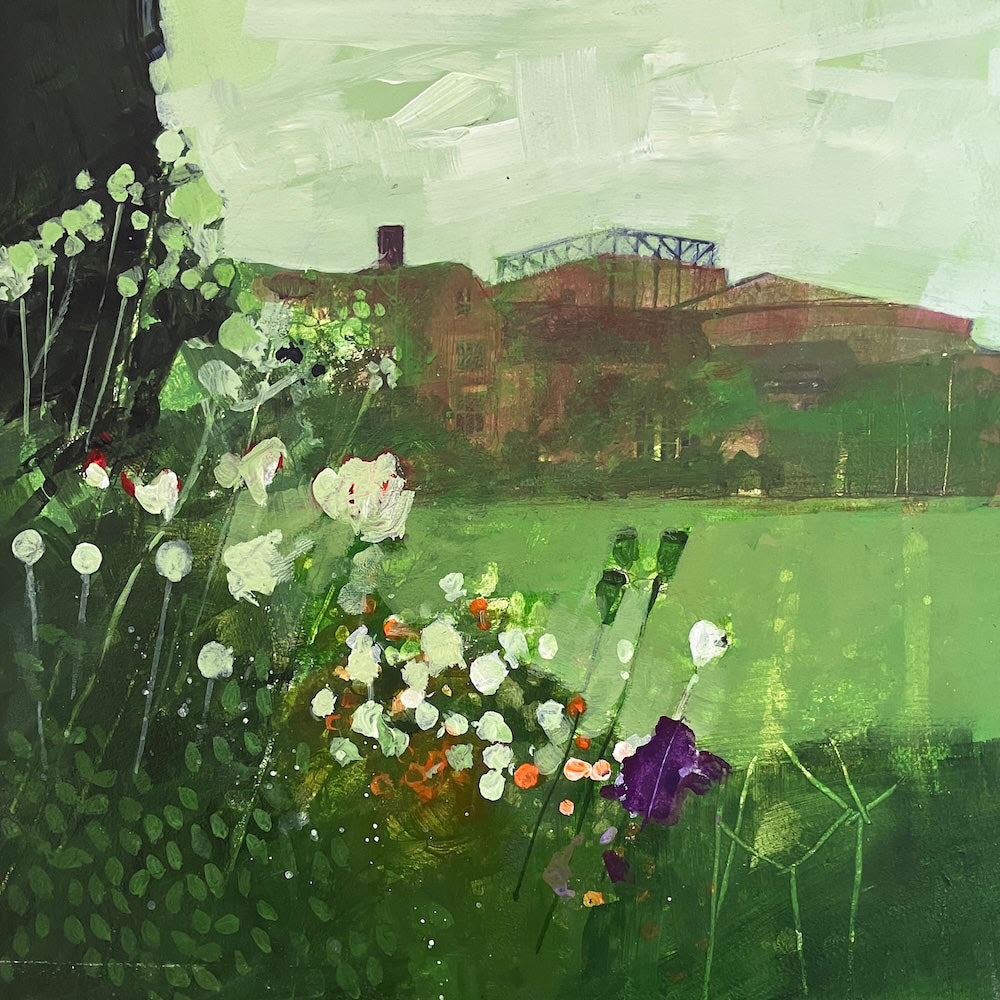 Floral border with Glyndebourne House and auditorium 18.8.26 By Julian Sutherland-Beatson