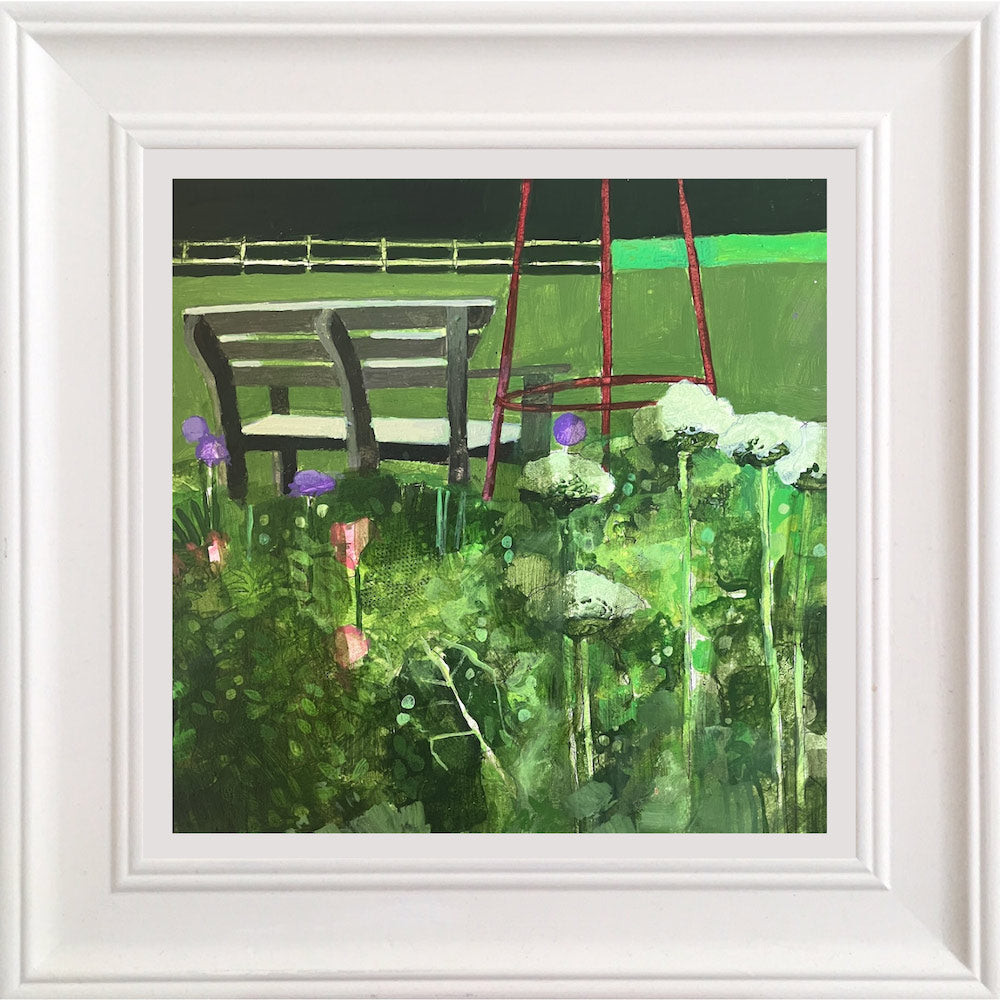 Floral border with bench 21.8.26 By Julian Sutherland-Beatson