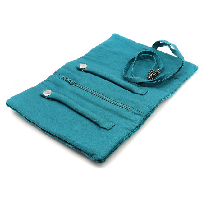 Teal Velvet Hummingbird Jewellery Roll