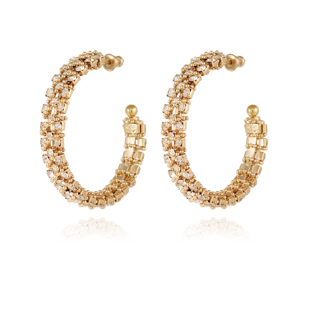 Aizilda Hoop Rhinestone Gold Earrings