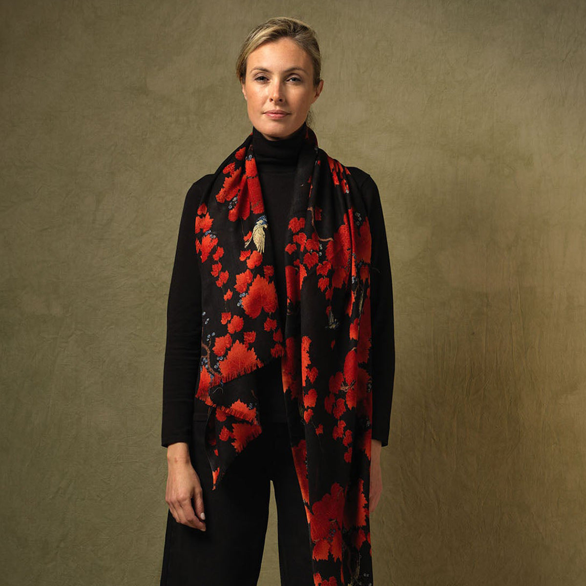 Acer Black Wool Scarf