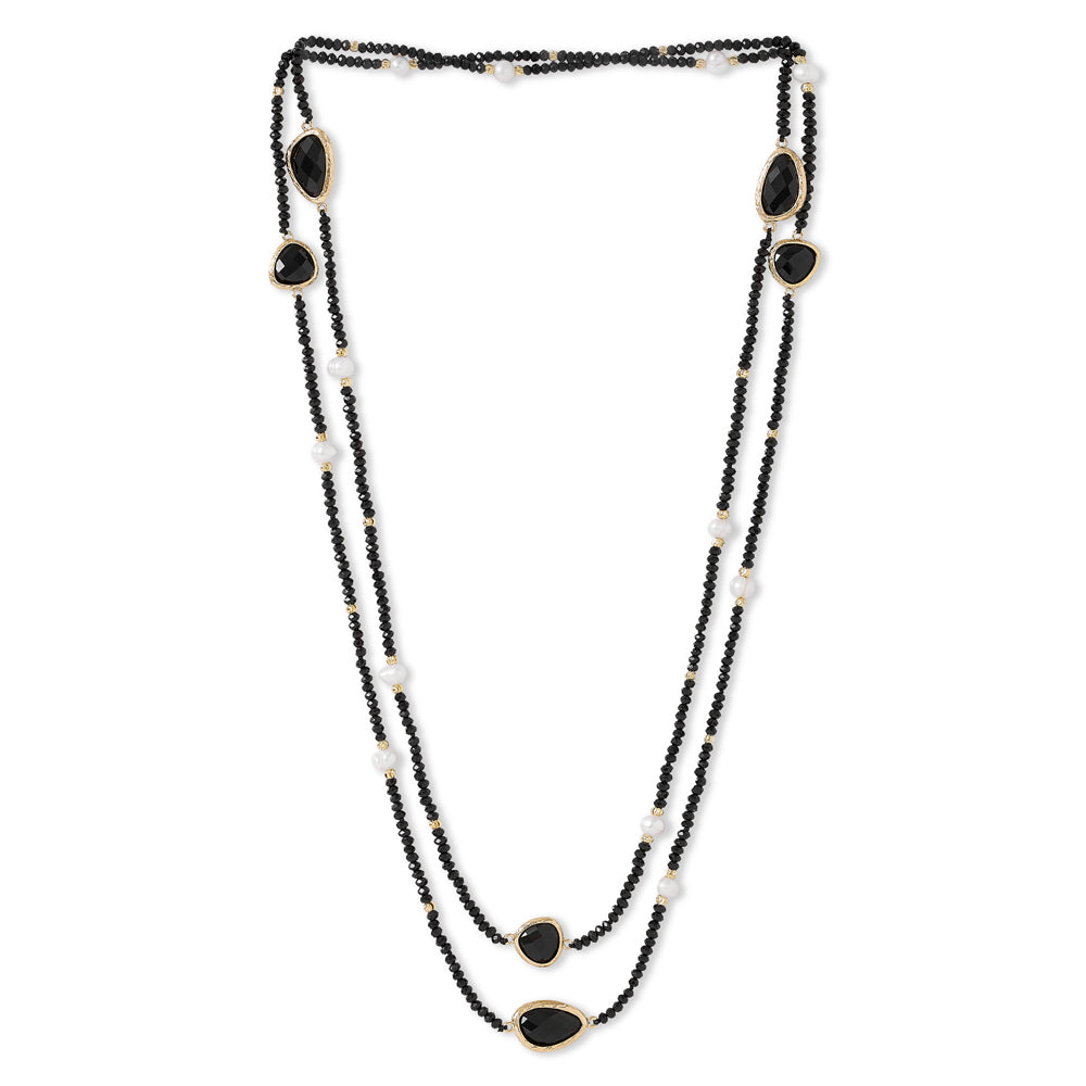 Black Crystal Loop Necklace