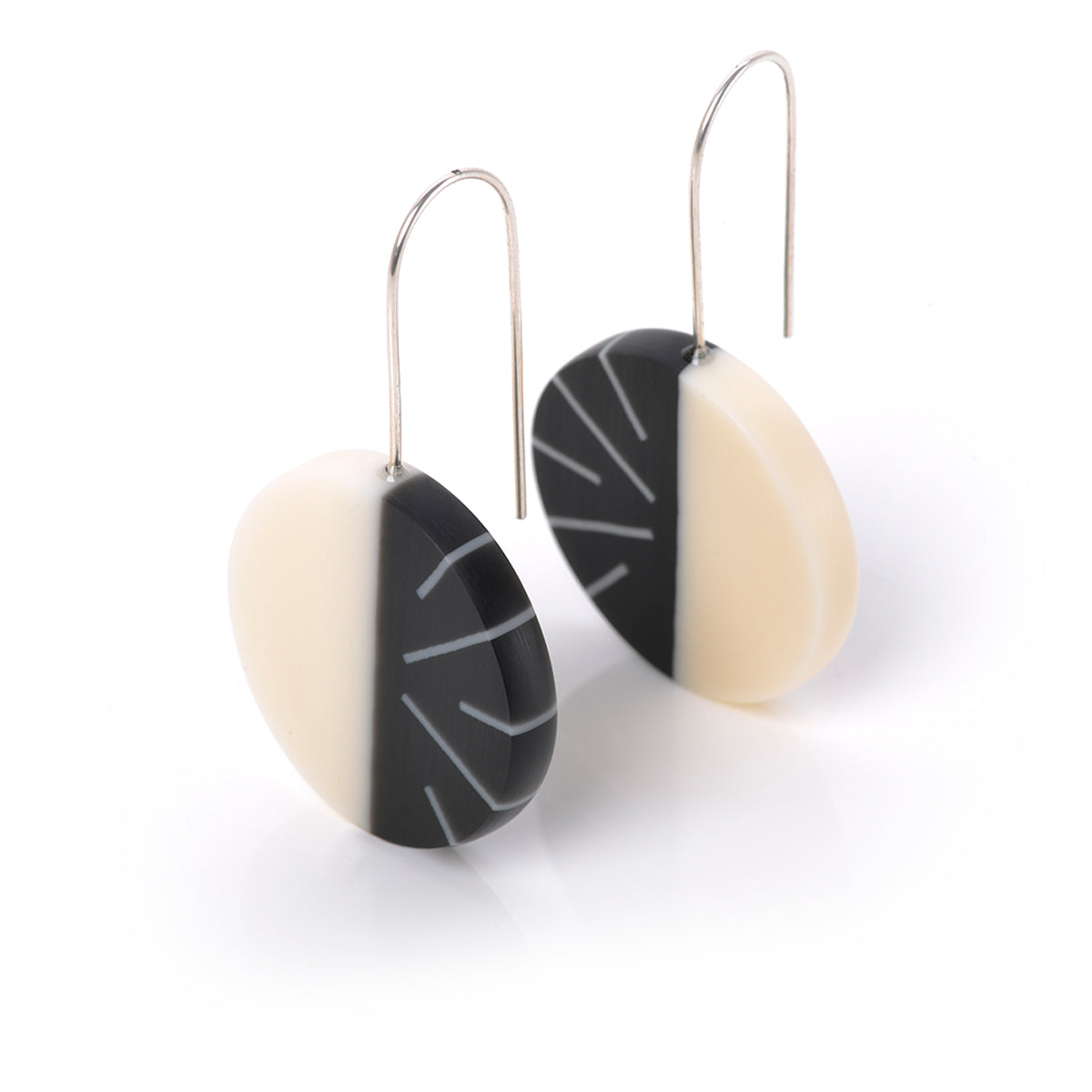 Black & White Lunula Drop Earrings Glyndebourne Shop