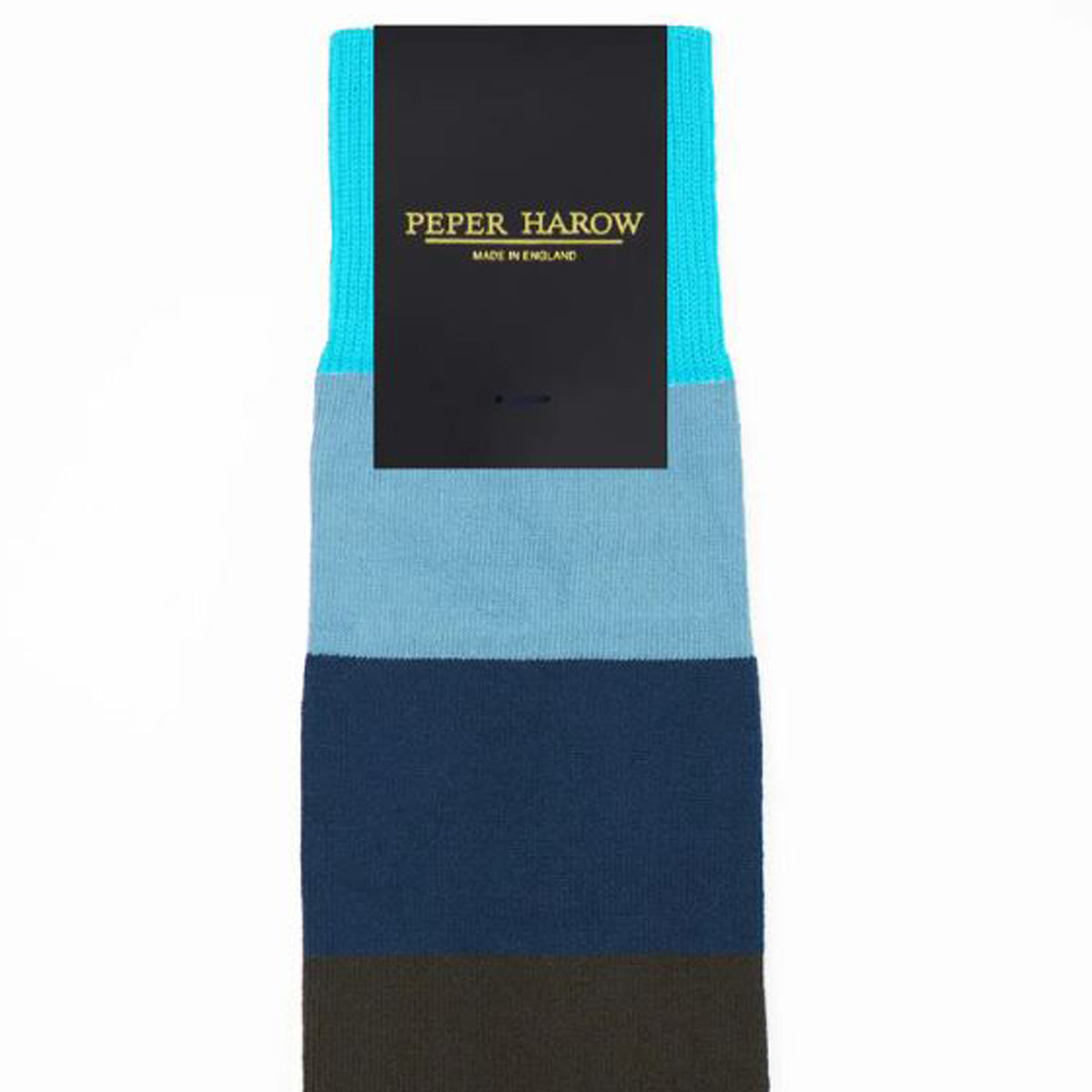 Block Stripe Aqua Supima Cotton Socks Glyndebourne Shop