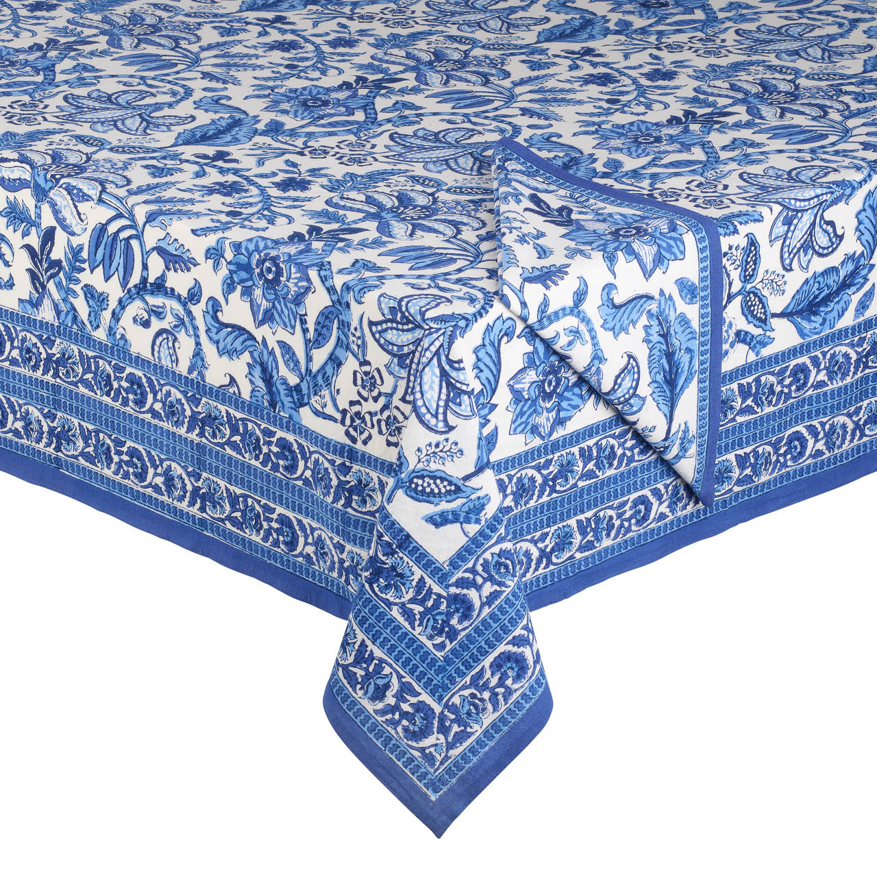 Blue Jardin Rectangular Cotton Tablecloth Glyndebourne Shop