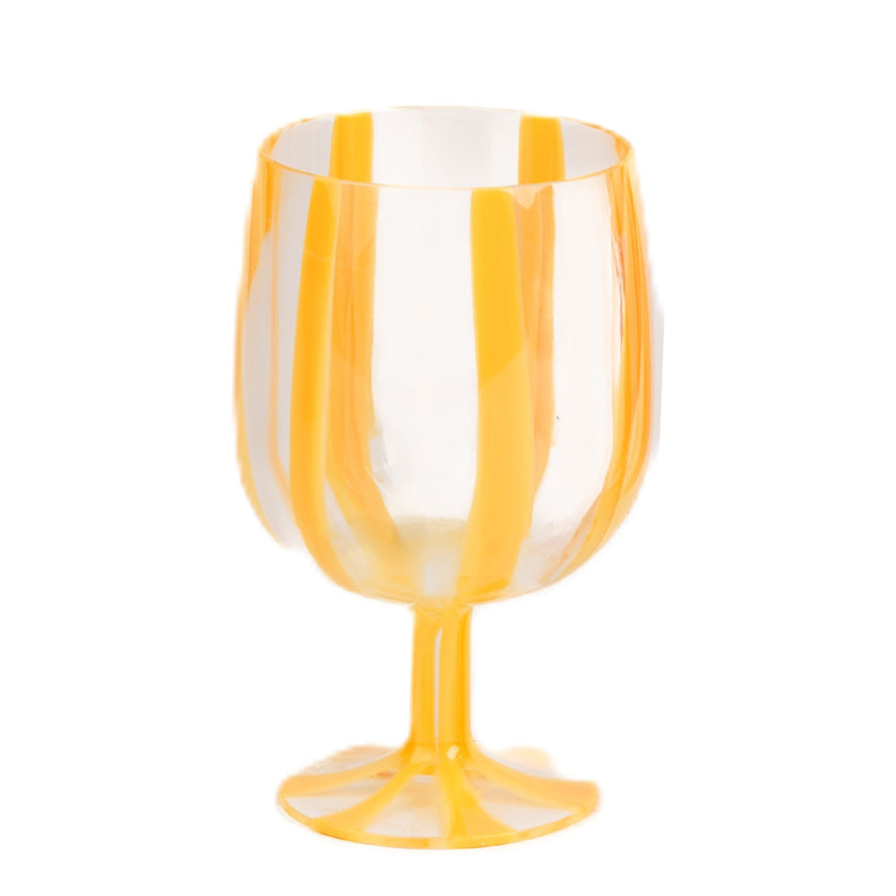 Canary Stripe Picnic Plastic Wine Glass