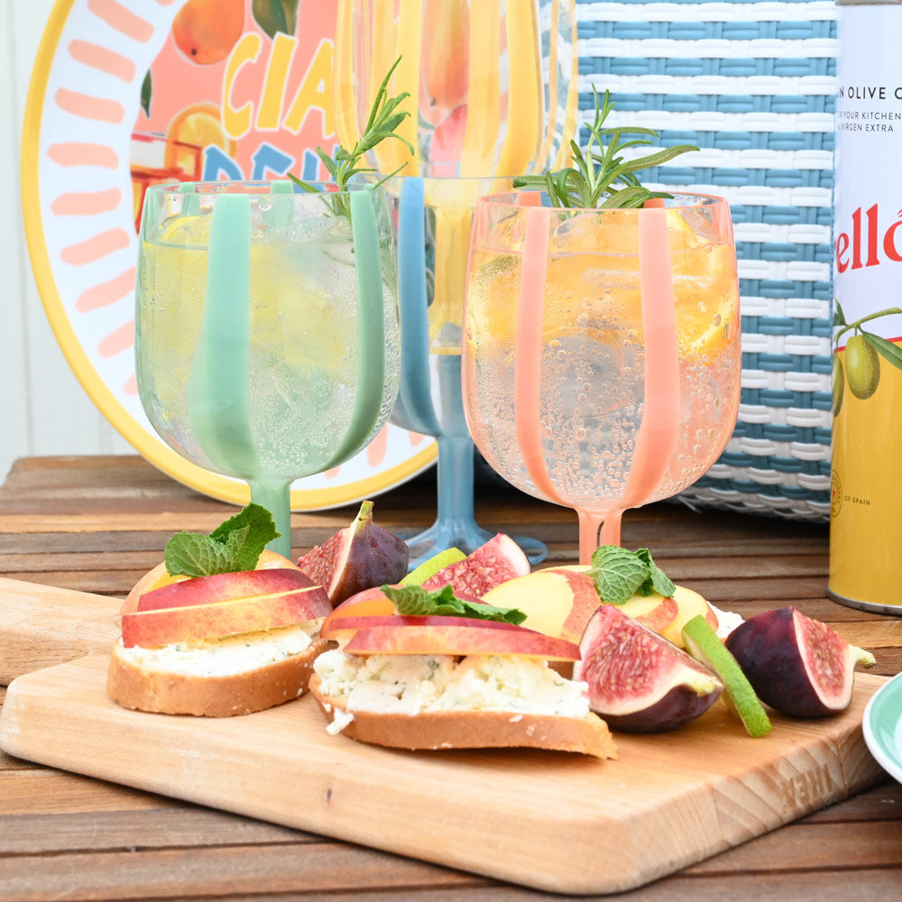 Canary Stripe Picnic Plastic Wine Glass