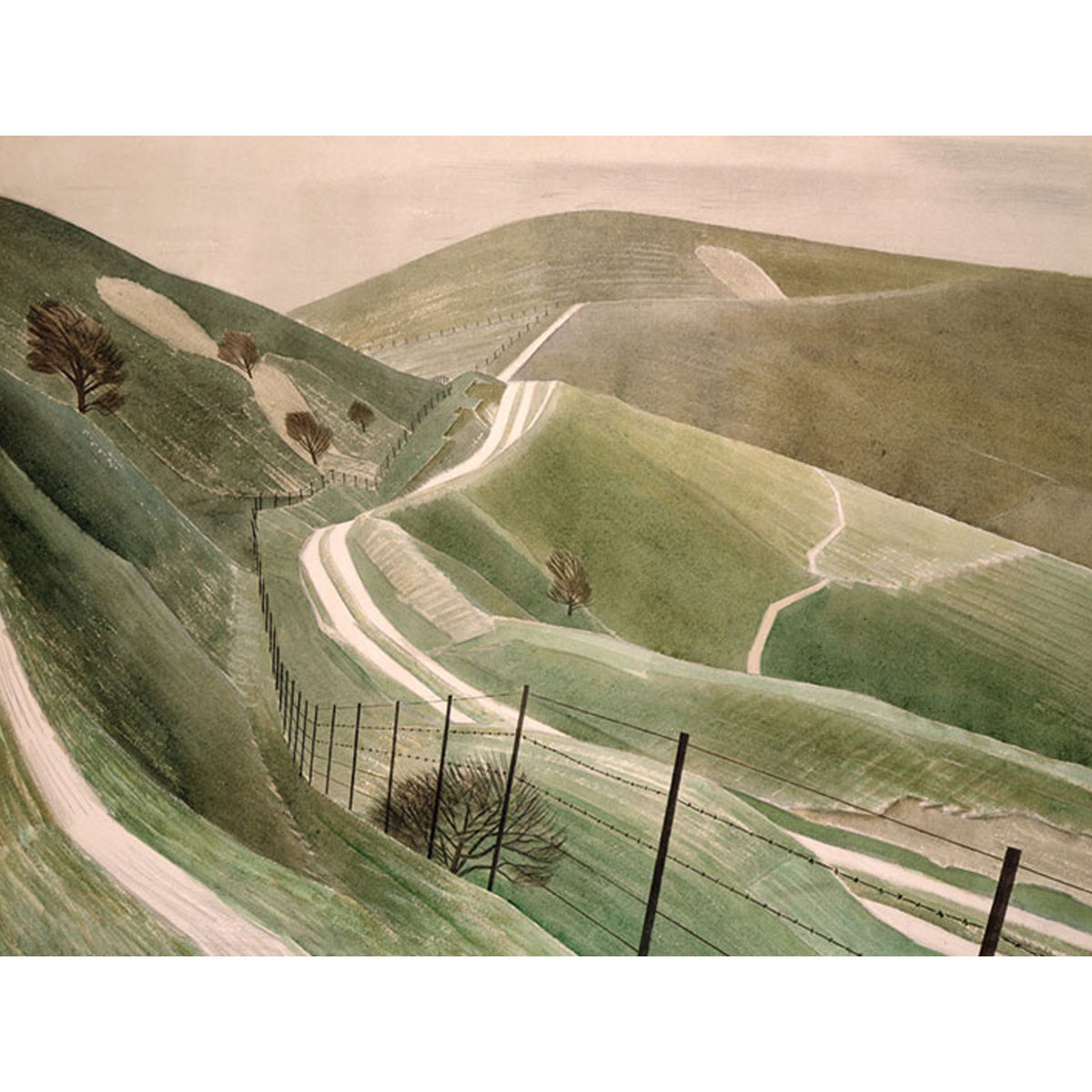 Chalk Paths, 1935 Greetings Card by Eric Ravilious Glyndebourne Shop