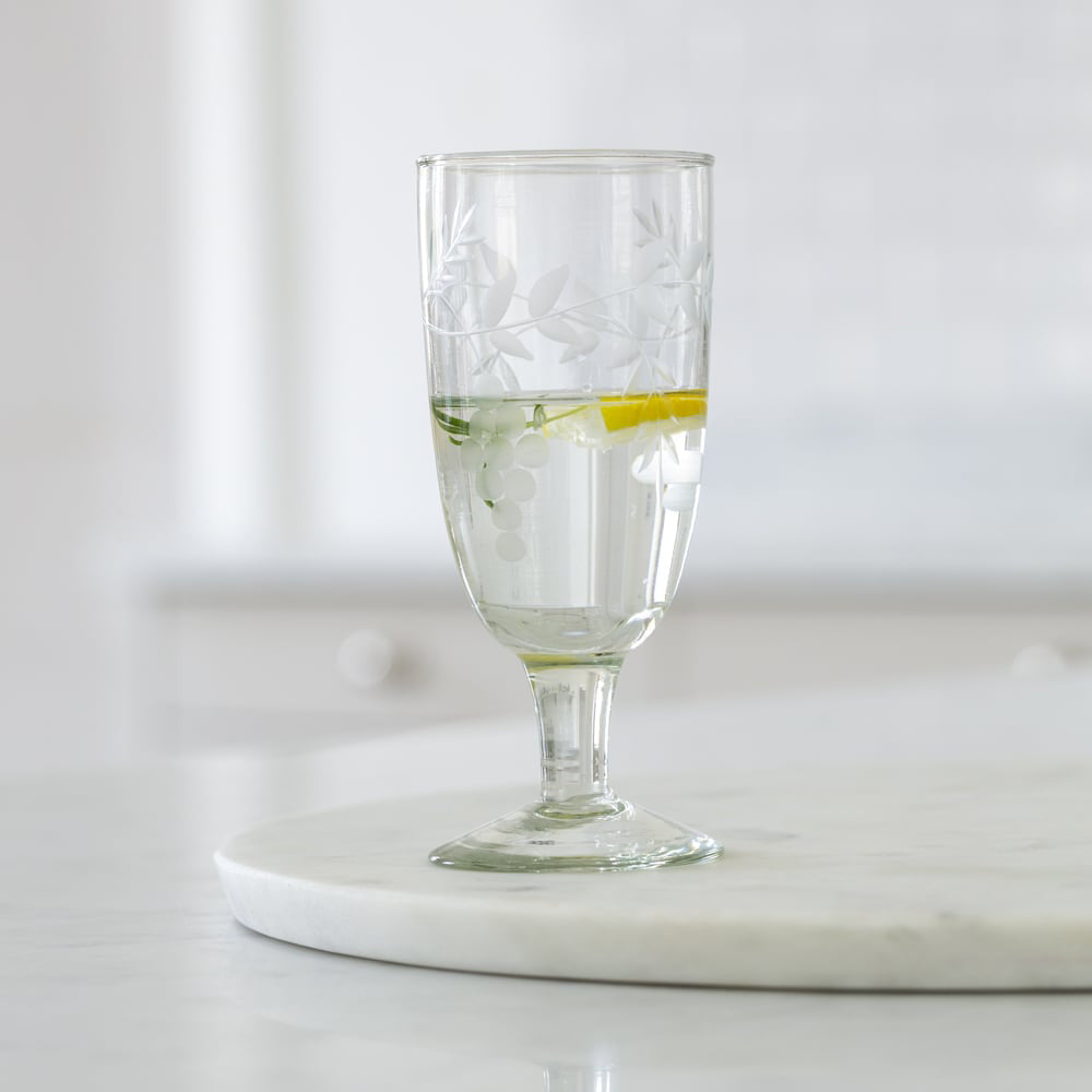 Vintage Style Vine Etching Champagne Glass
