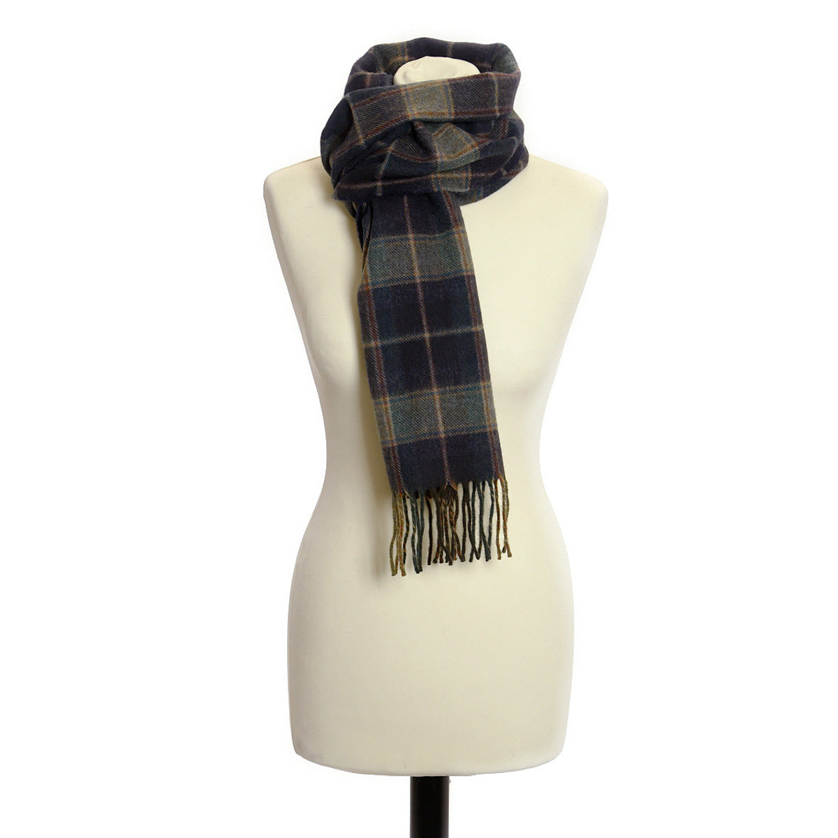 Country Check Navy Lambswool Scarf Glyndebourne Shop