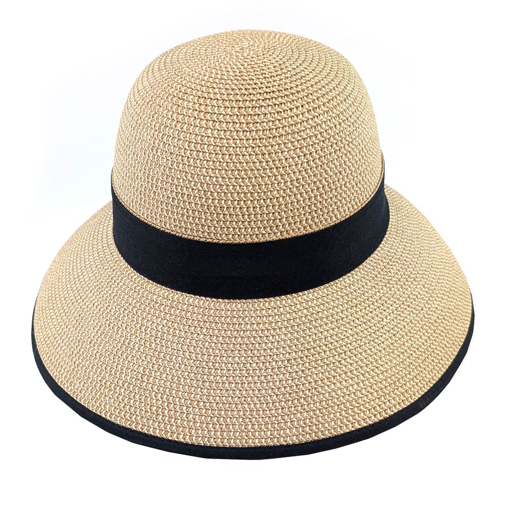Dark Natural Open Back Bow Foldable Hat