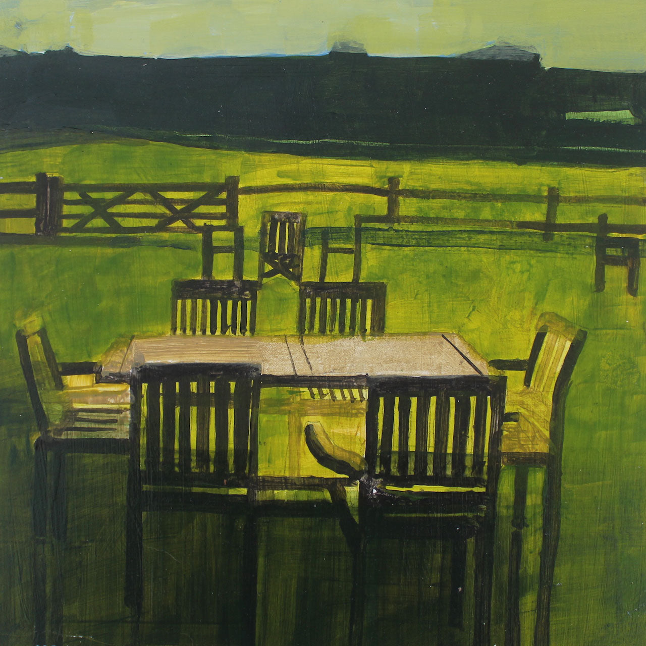 Empty picnic tables 11.6.23 by Julian Sutherland-Beatson Glyndebourne Shop