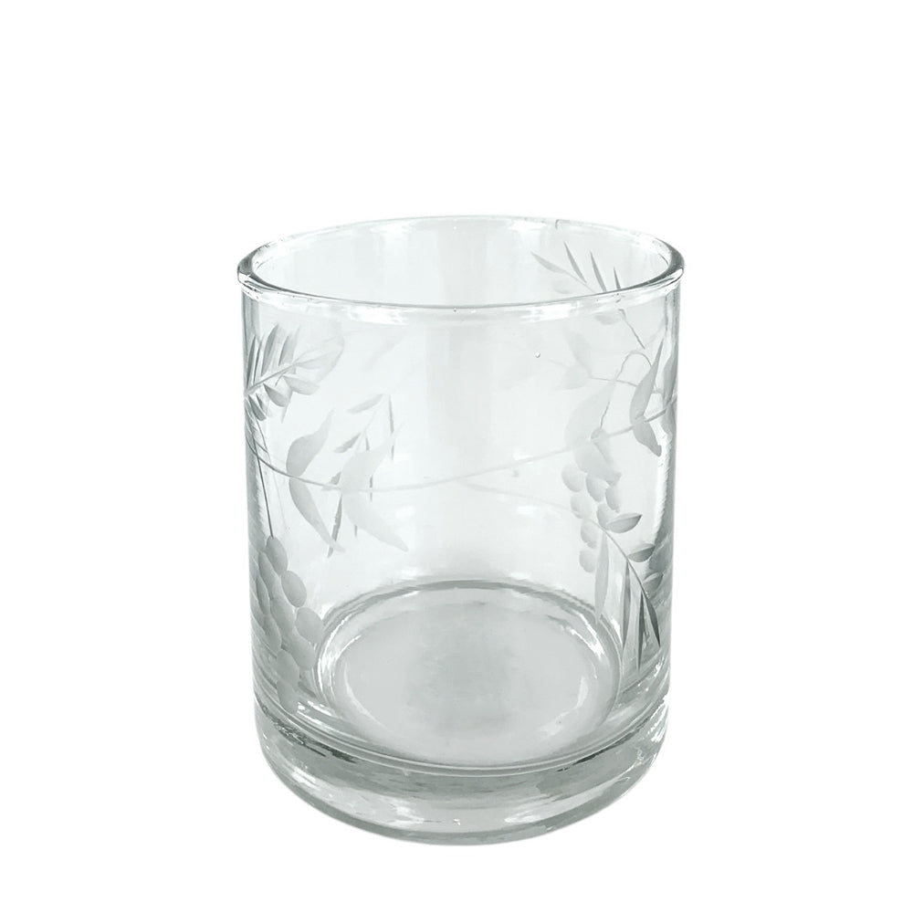 Vintage style Vine Etching Water Glass