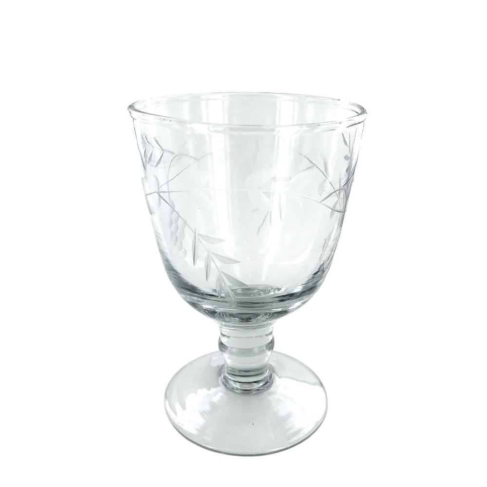 Vintage Style Vine Etching Wine Glass