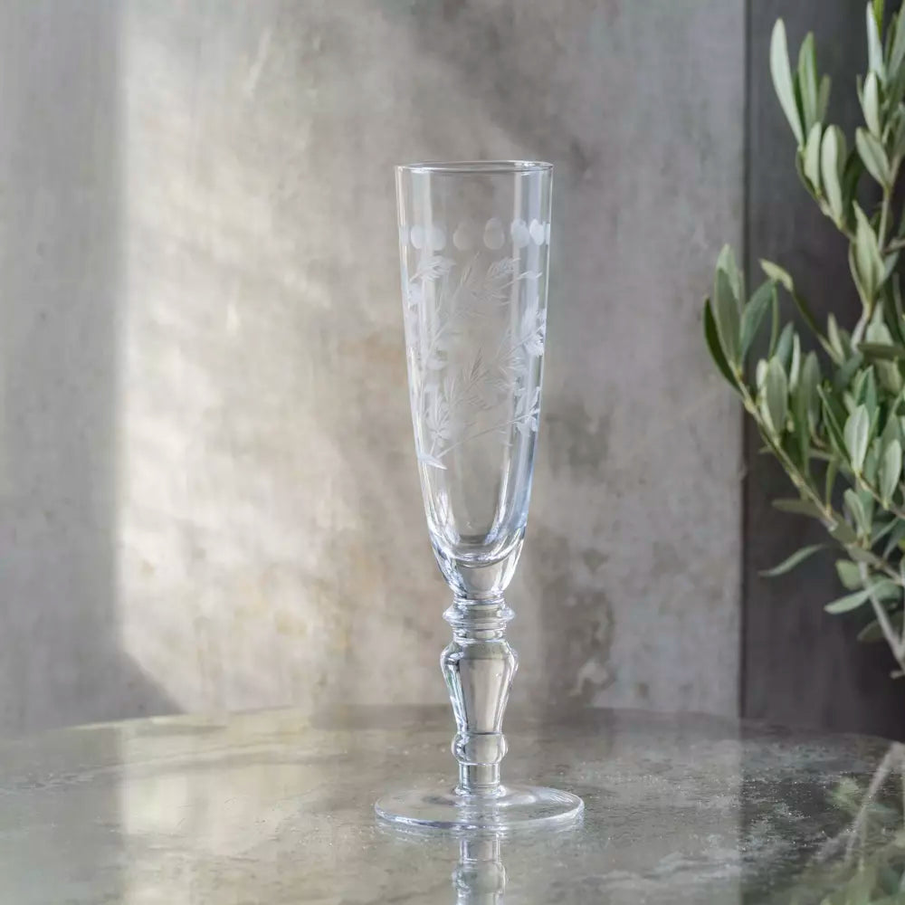 Etched champagne flute