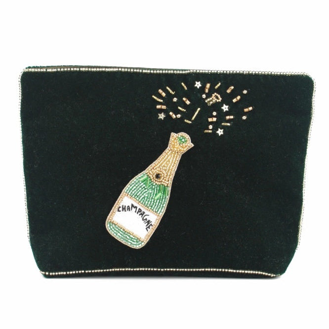 Green champagne velvet purse