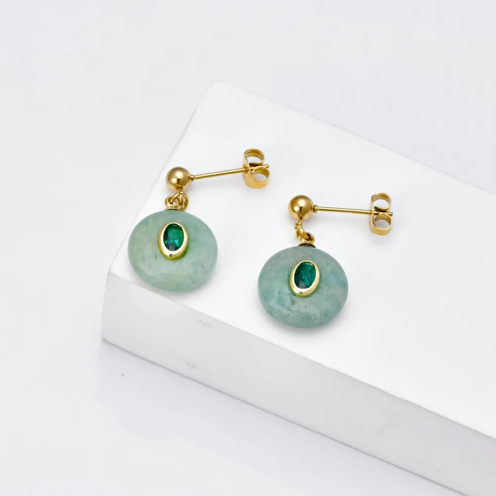 amazonite and gold drop earrings