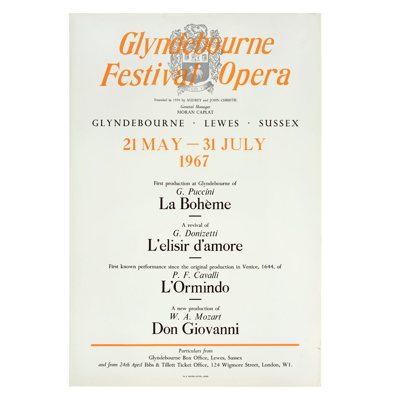 Glyndebourne Festival 1967 Poster Glyndebourne Shop
