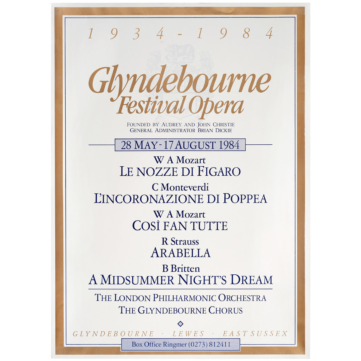 Glyndebourne Festival Opera 1984 Poster Glyndebourne Shop