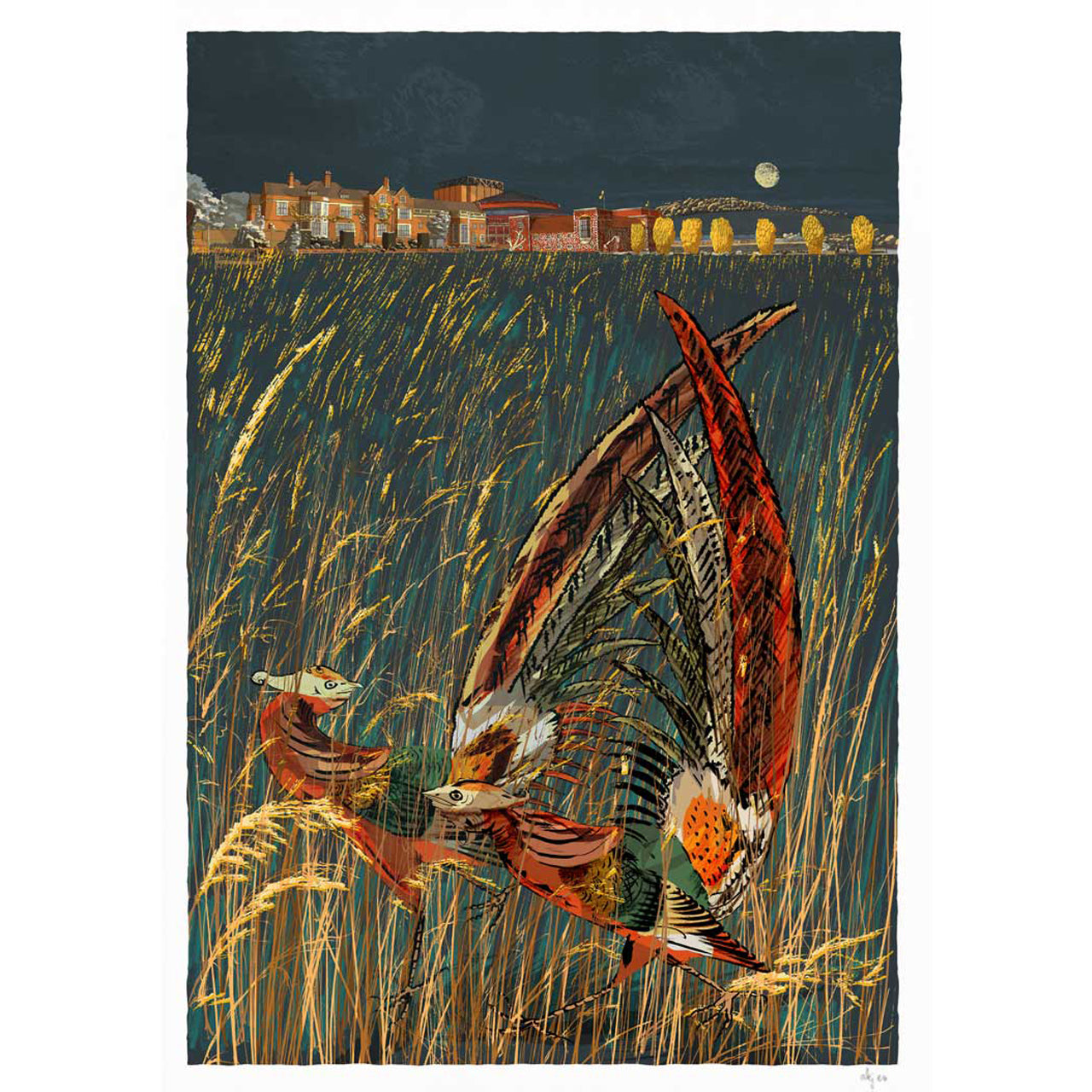 Glyndebourne Harvest Moon Pheasants Limited Edition Print by Alej Ez Glyndebourne Shop