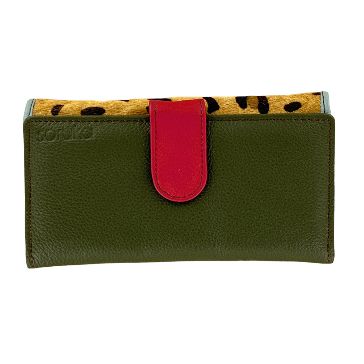 Green & Leopard Esme Leather Wallet