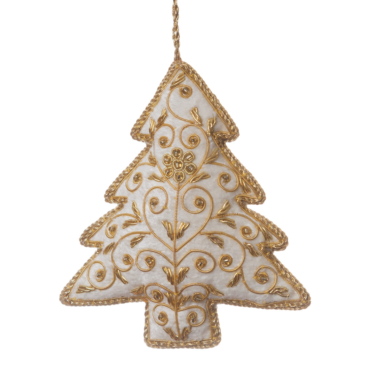 Gold & White Velvet Tree Decorations