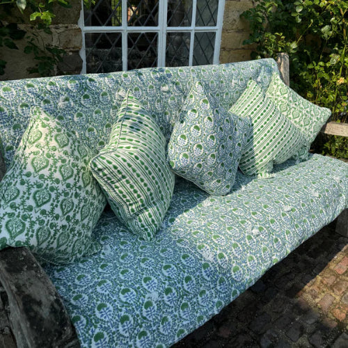 Blue & Green Large Quilted Picnic Blanket