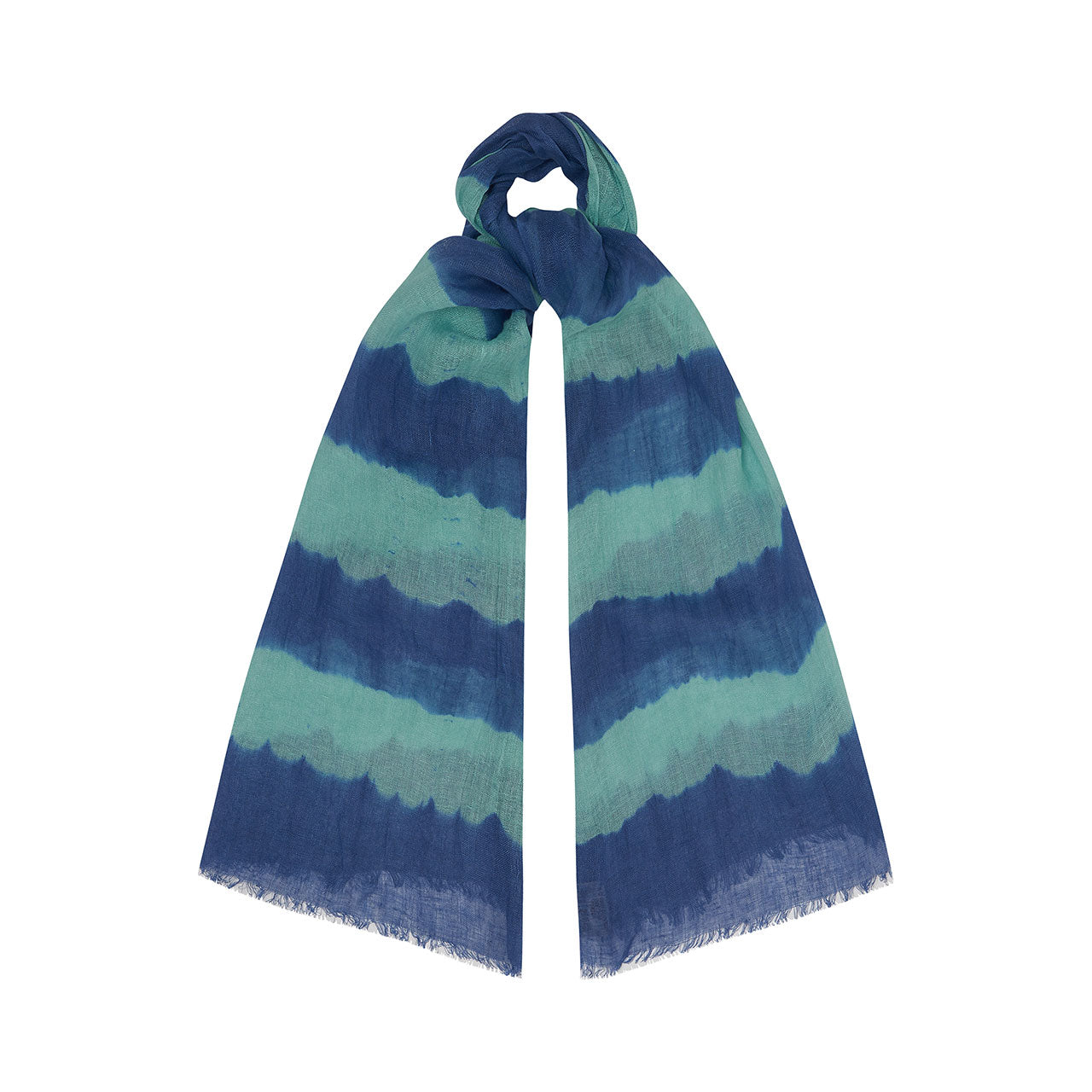Indigo & Teal Stripe Linen Scarf Glyndebourne Shop