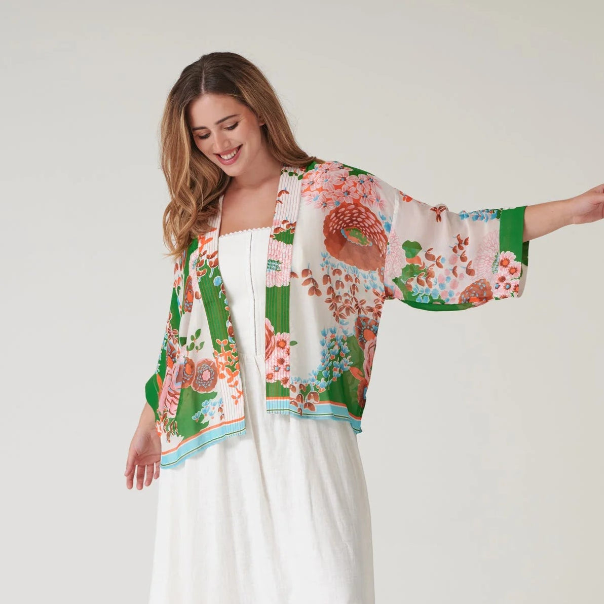 Kitch Bouquet Green Kimono
