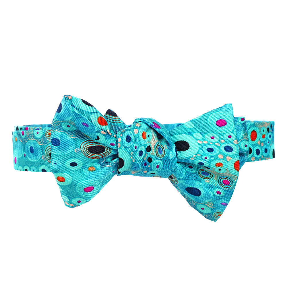 Klimt Turquoise Pure Silk Self-Tie Bow Tie