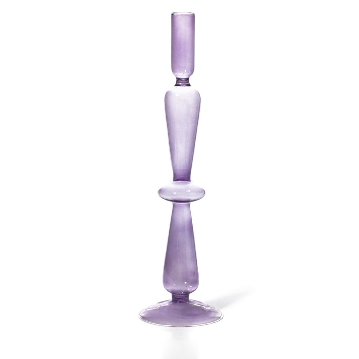 Lilac Taper Glass Candlestick Holder