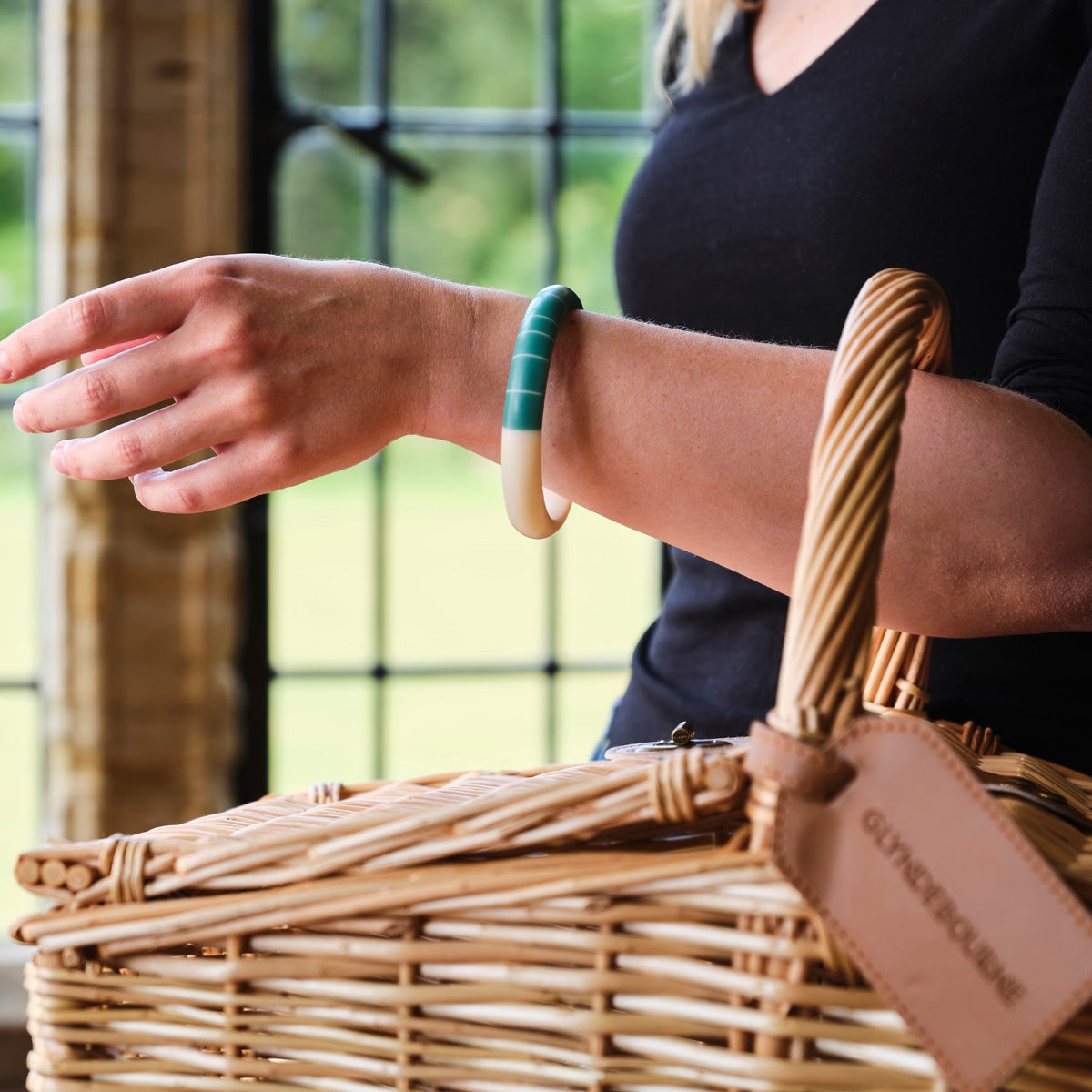 Lunula Bracelet Teal & White