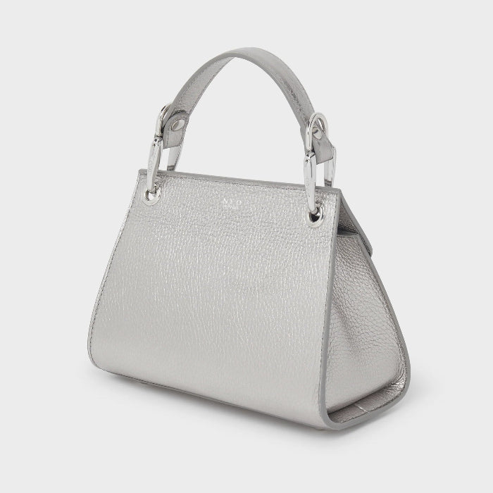 silver leather bag