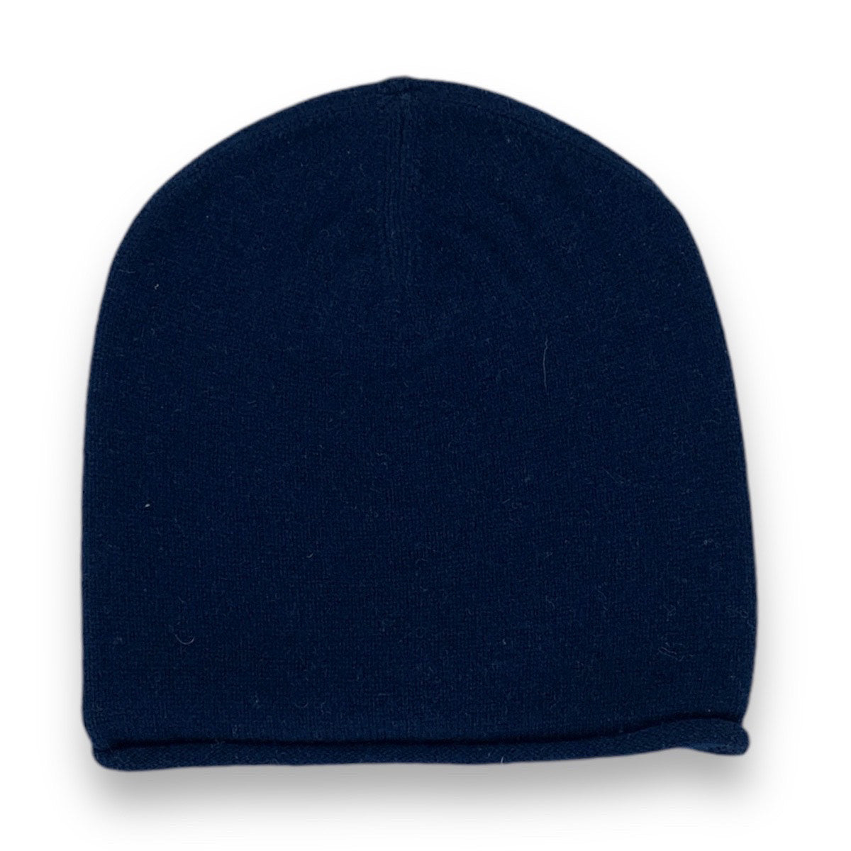 Navy Cashmere Knitted Roll Hat