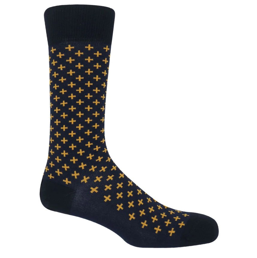 Navy and gold cross socks
