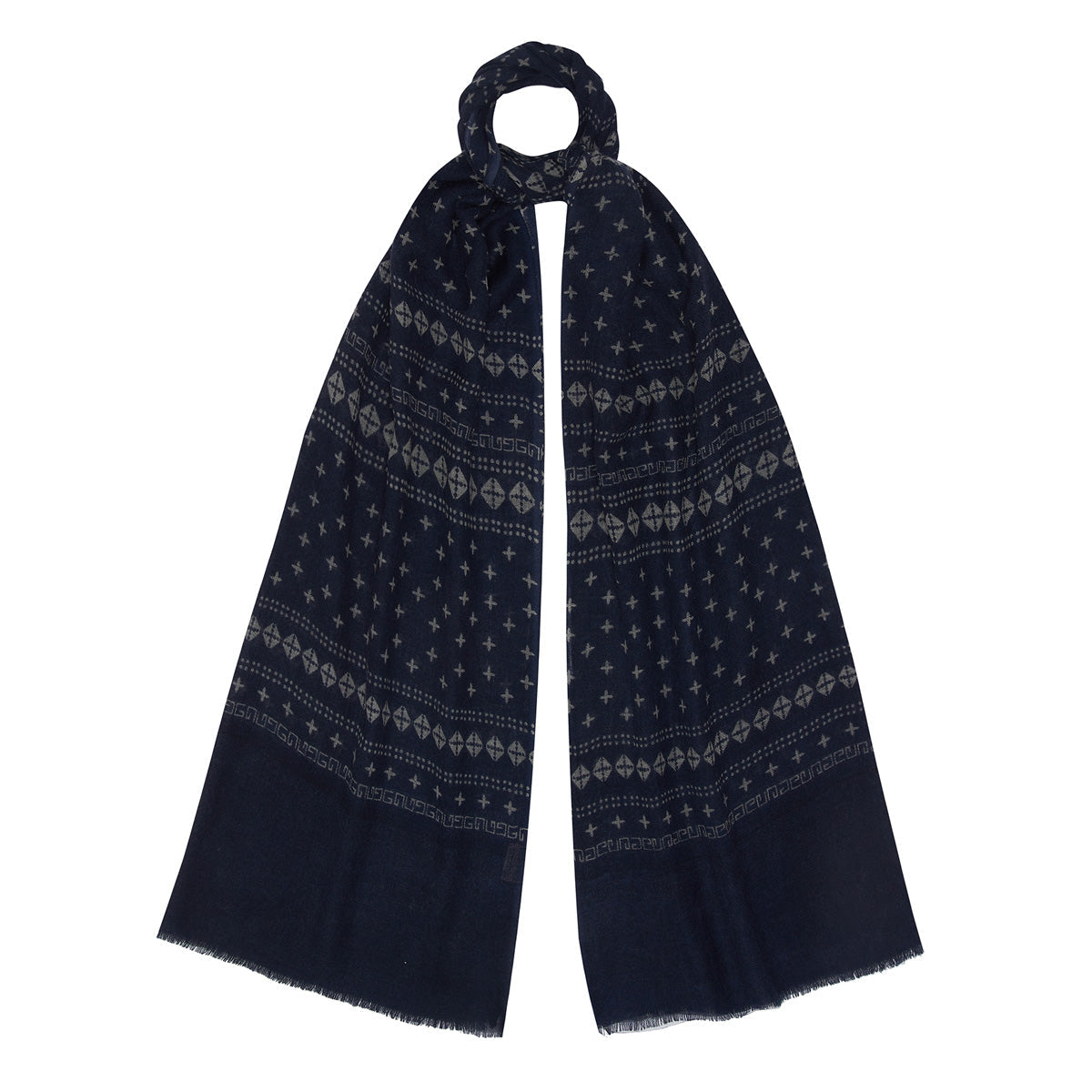 Olly Navy & White Star Wool Scarf Glyndebourne Shop