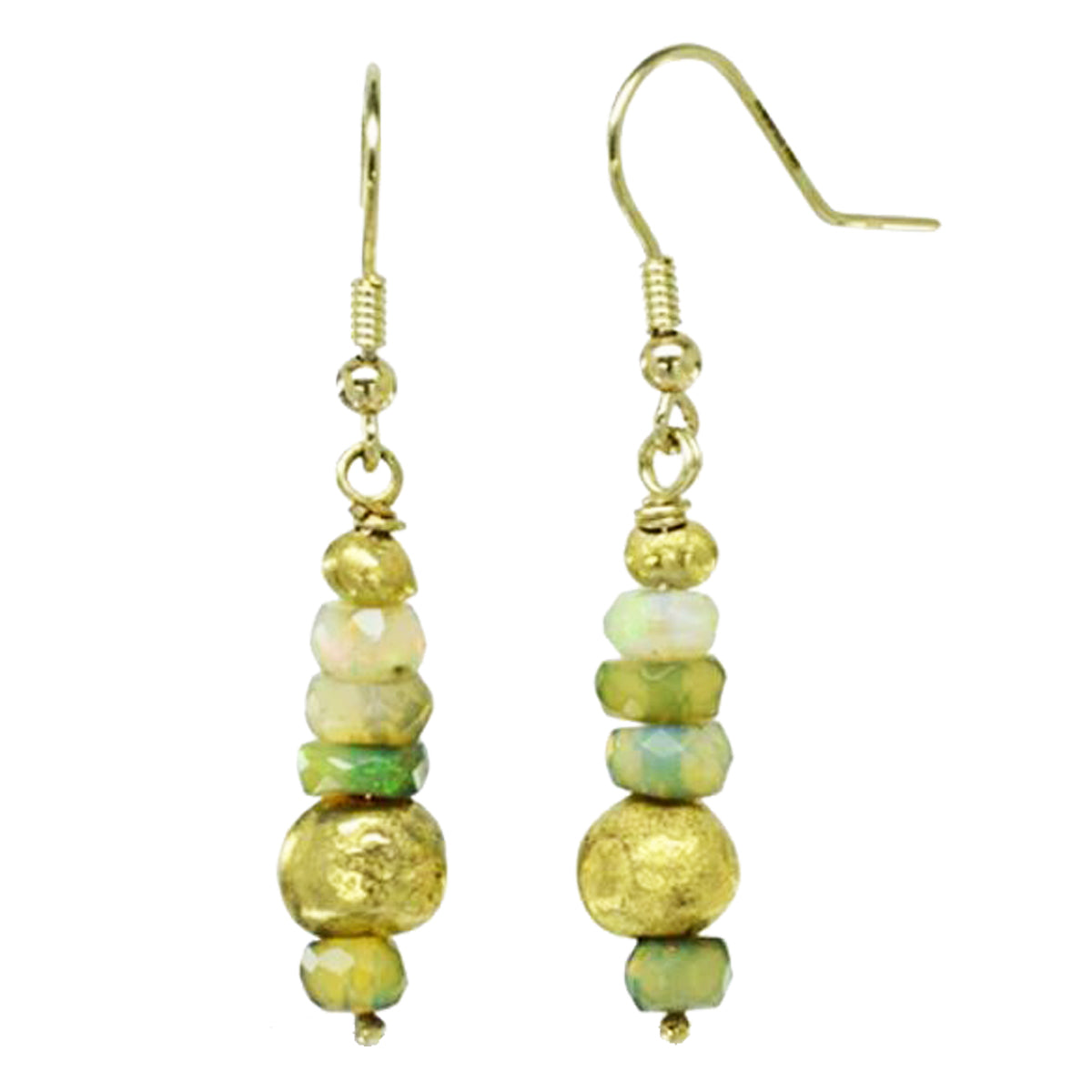 Opal and Gold Nugget Bead Earrings