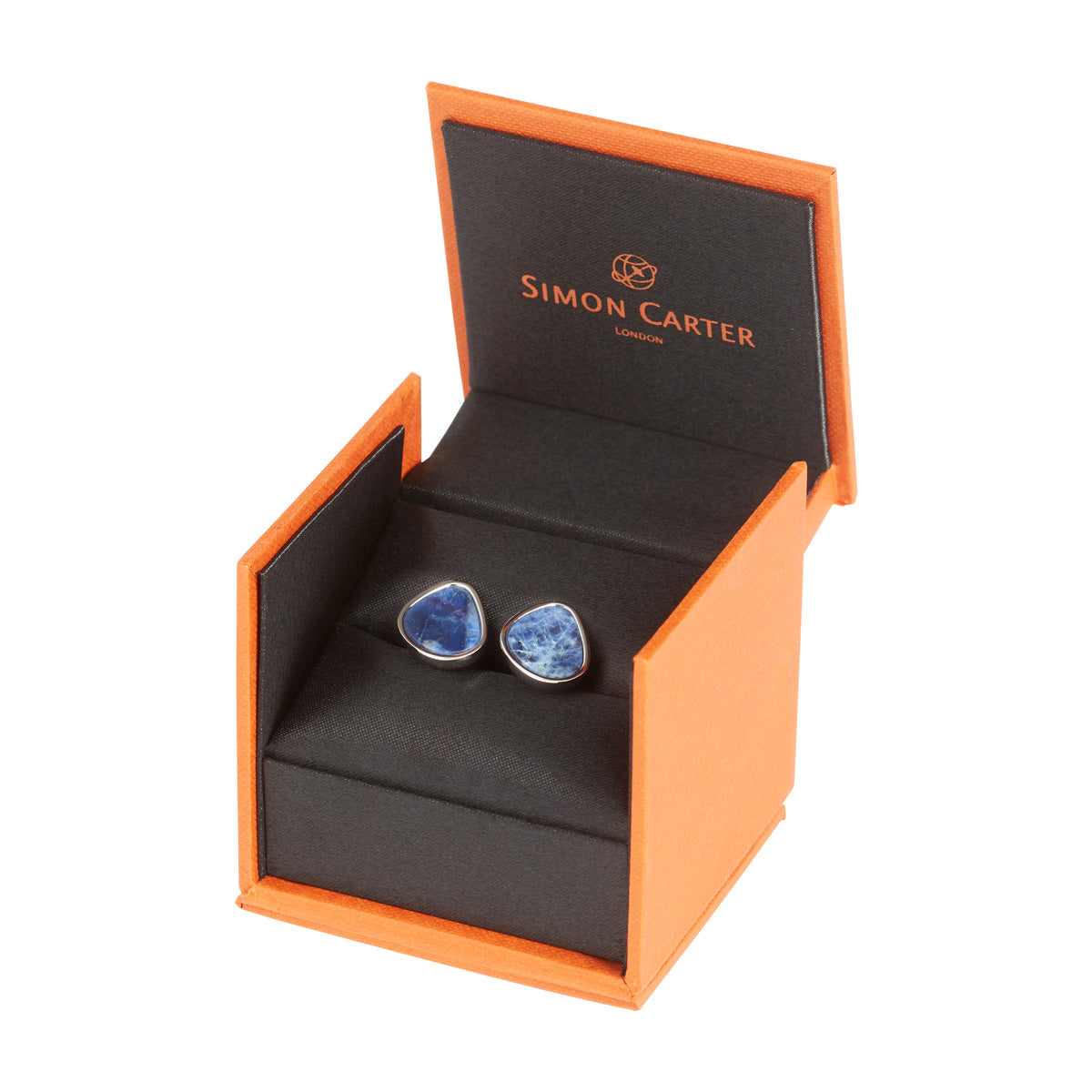 Organic Pebble Sodalite Rhodium Cufflinks