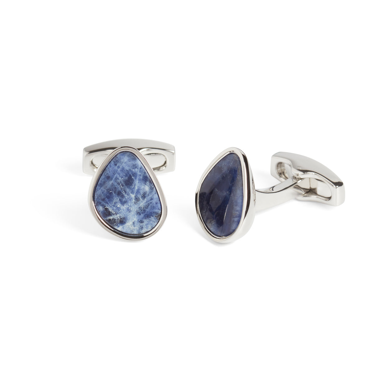 Organic Pebble Sodalite Rhodium Cufflinks