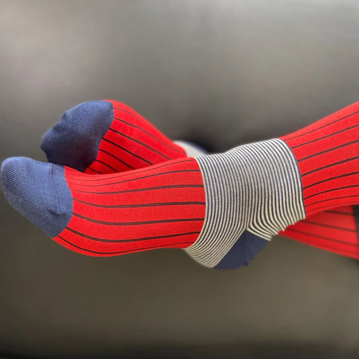 Oxford Stripe Scarlet Egyptian Cotton Socks