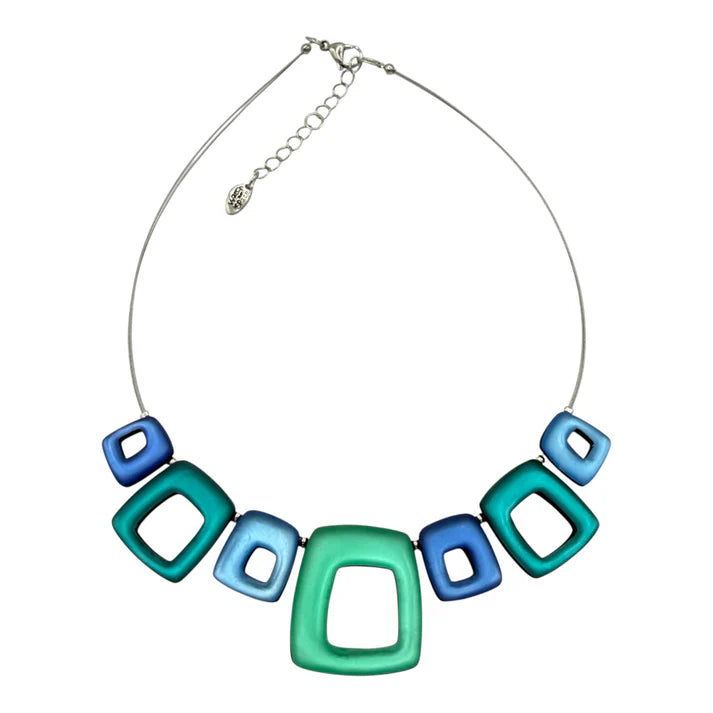 Crystal Hollow Squares Necklace