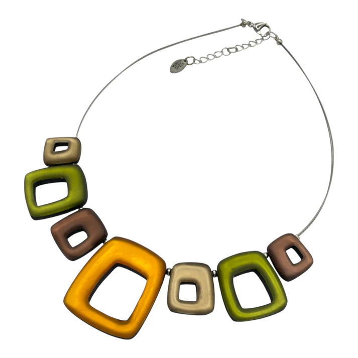 Pistachio Hollow Squares Necklace