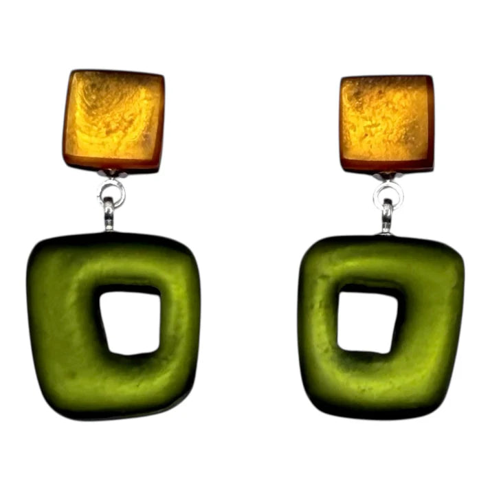 Pistachio Hollow Double Drop Earrings