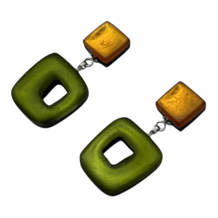 Pistachio Hollow Double Drop Earrings
