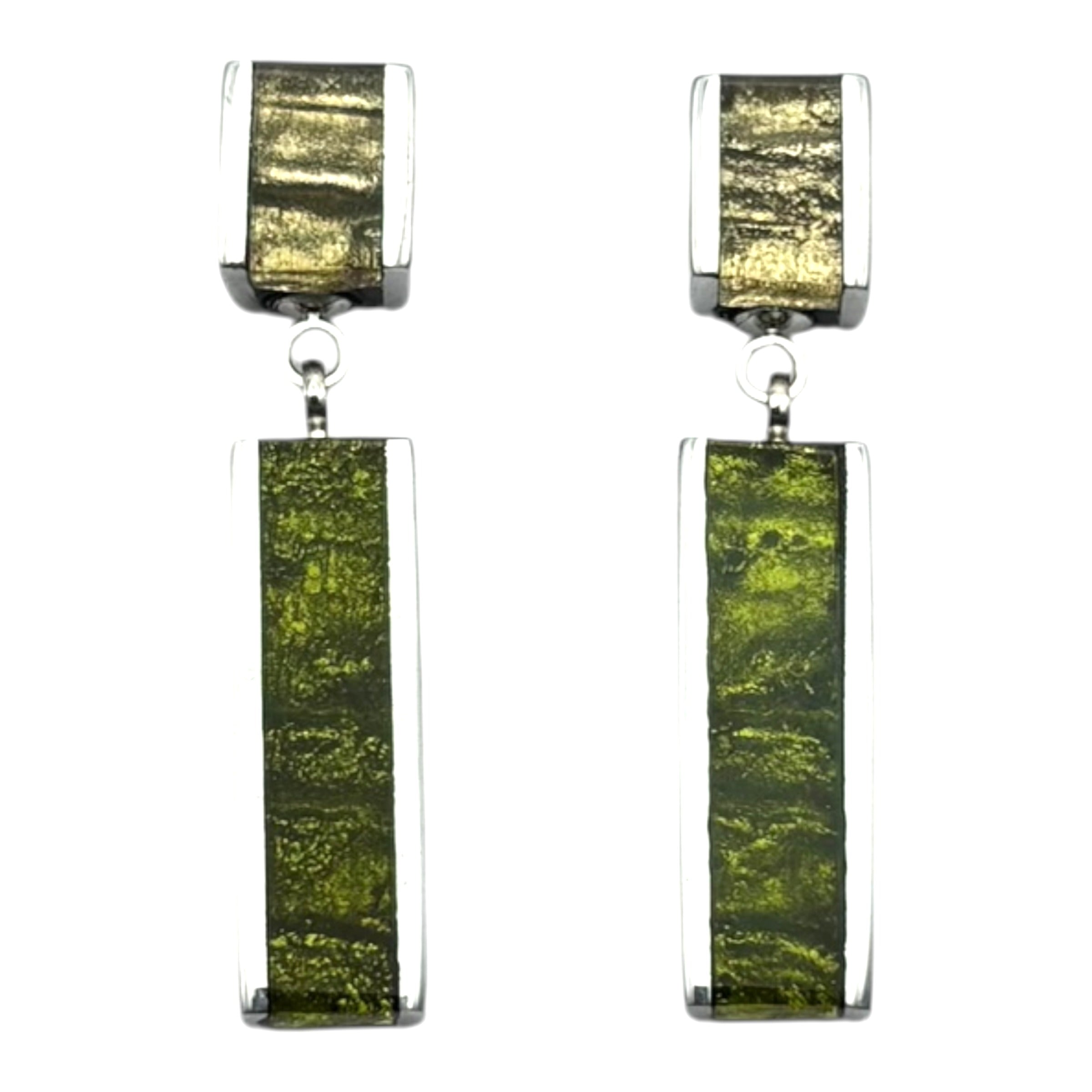 Pistachio Ribbon Double Drop Earrings
