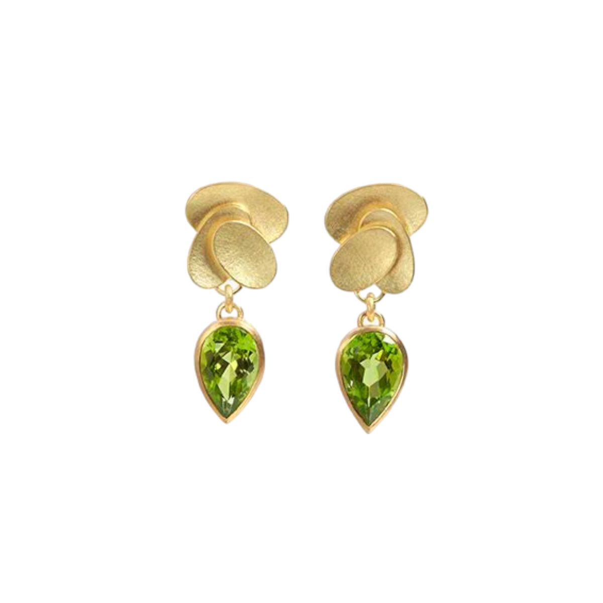 18 Carat Gold Faceted Peridot Drops Earrings